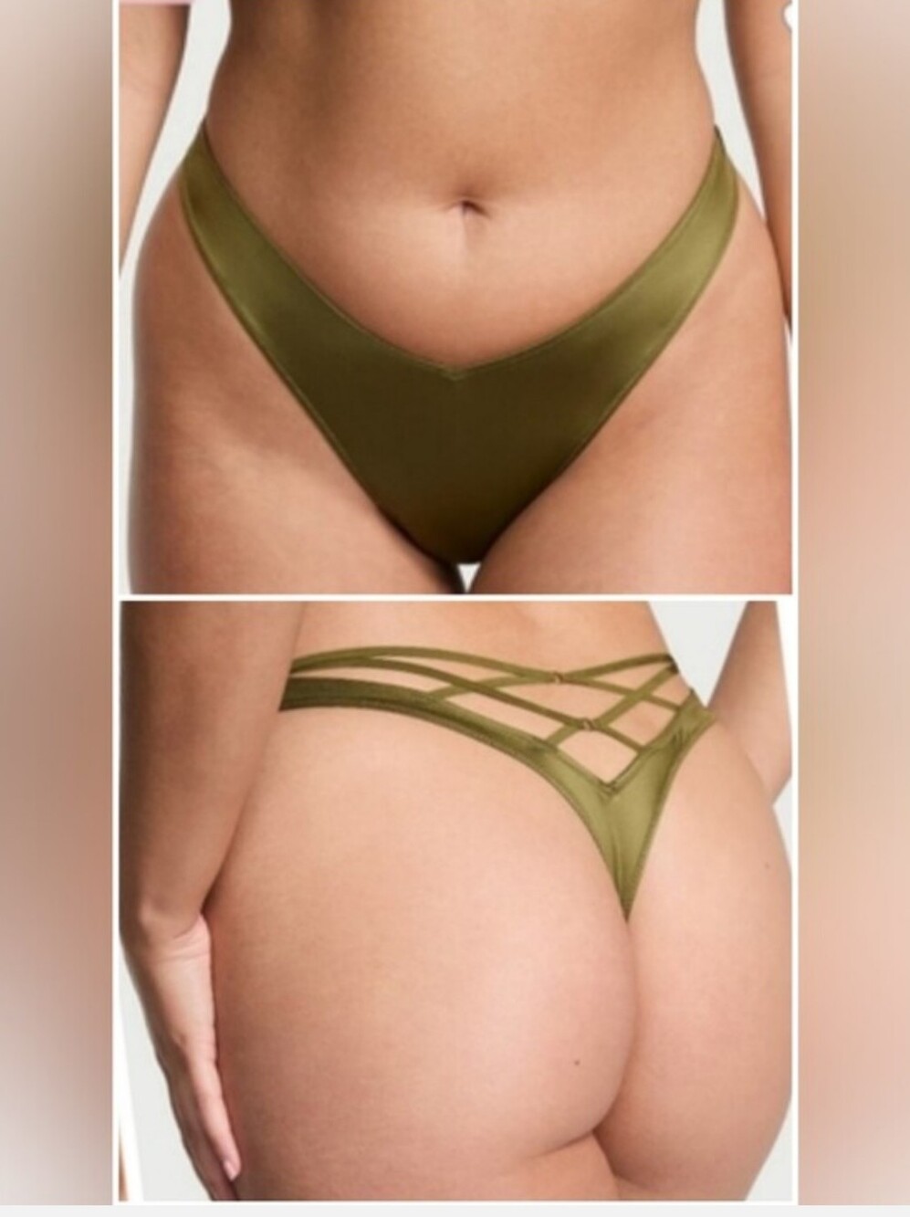 Victoria's secret very sexy strappy back high-leg thong panty GREEN XLARGE